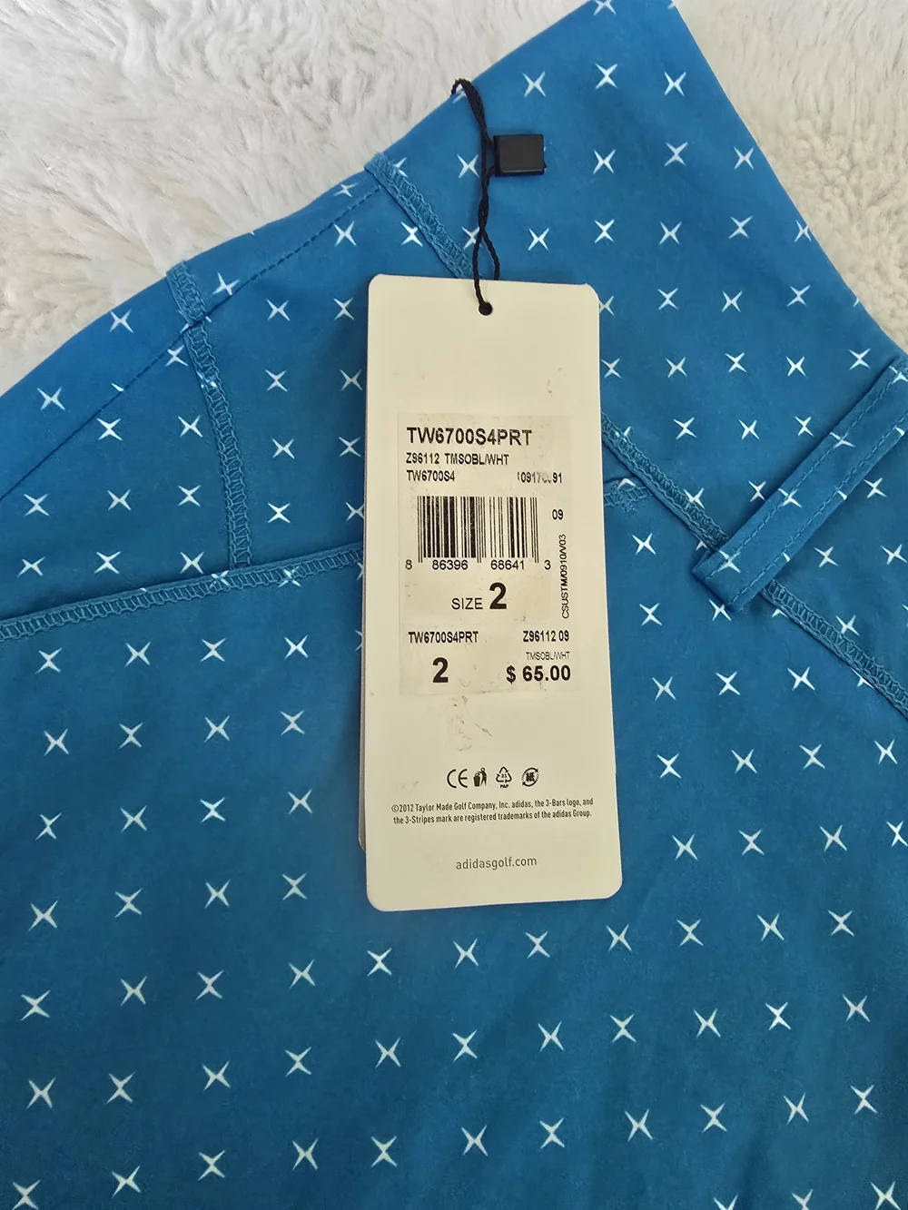 adidas Women's Blue Polo with White Cross Print